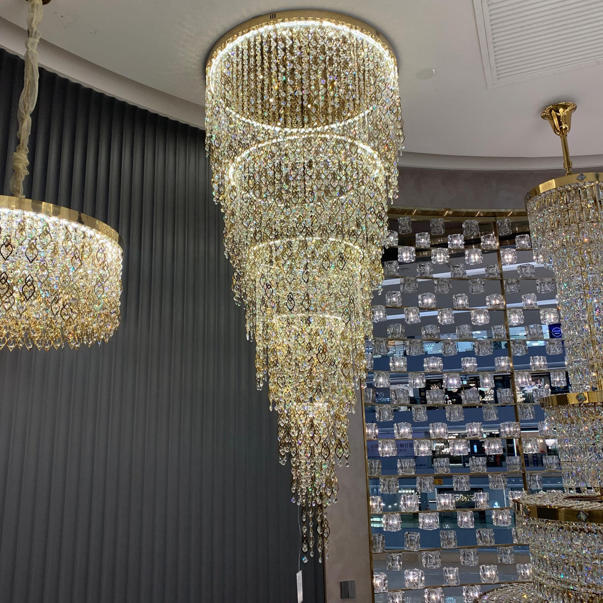 Modern Round 5 - Layer Crystal Tassel Chandelier for Villa/Staircase/Foyer/Living Room - D39.37''*H94.48''(D100cm*H240cm)/62.2kgWarm Lightgayusan