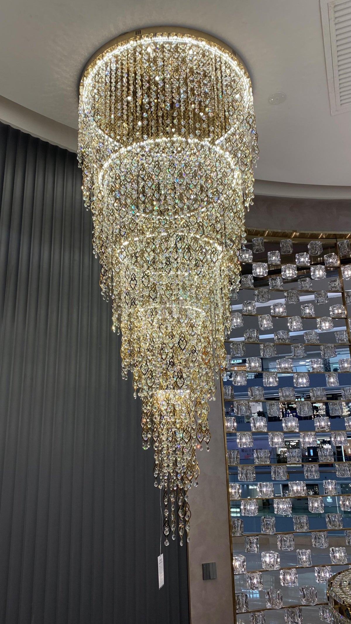Modern Round 5 - Layer Crystal Tassel Chandelier for Villa/Staircase/Foyer/Living Room - D39.37''*H94.48''(D100cm*H240cm)/62.2kgWarm Lightgayusan