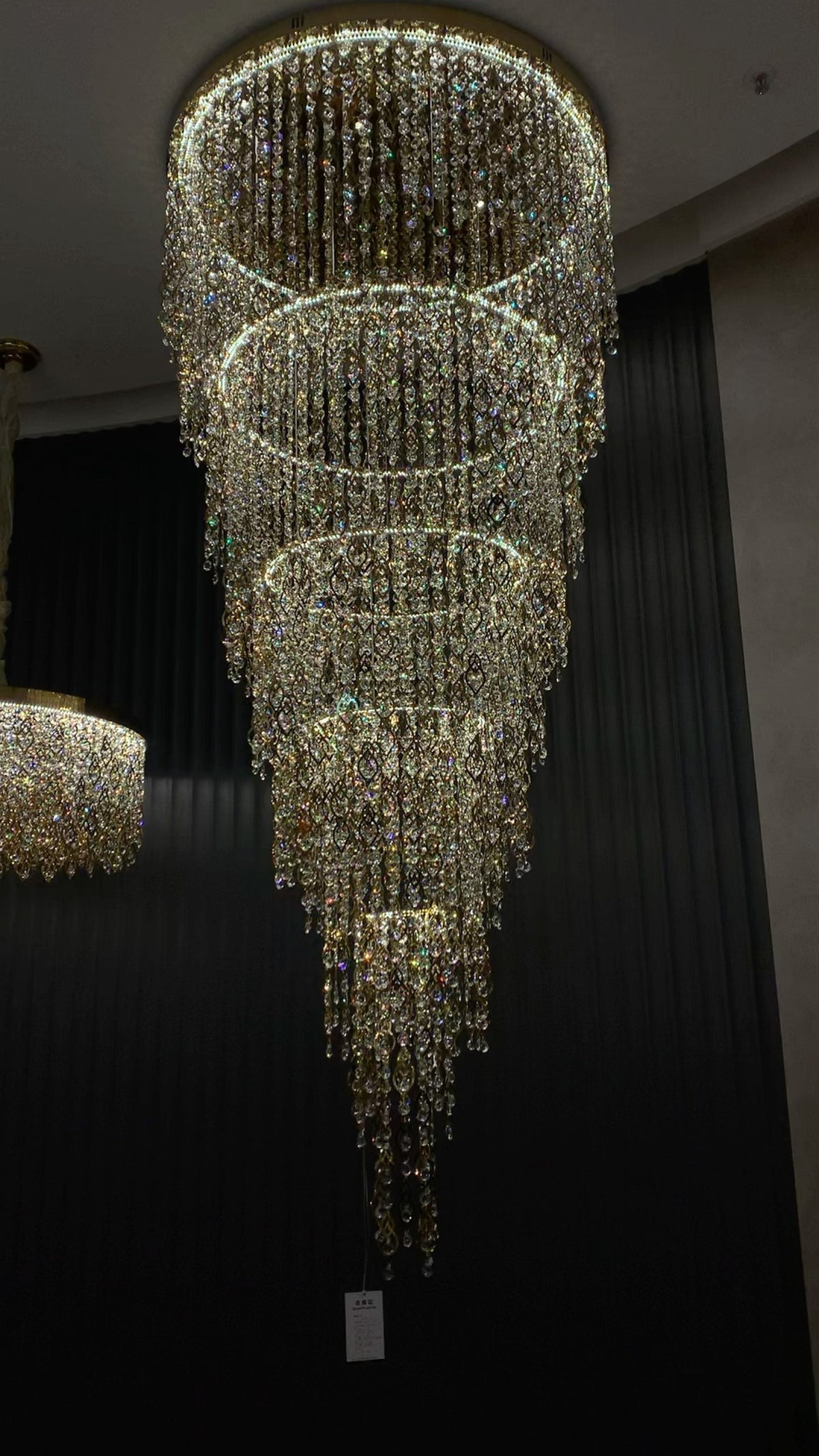 Modern Round 5 - Layer Crystal Tassel Chandelier for Villa/Staircase/Foyer/Living Room - D39.37''*H94.48''(D100cm*H240cm)/62.2kgWarm Lightgayusan