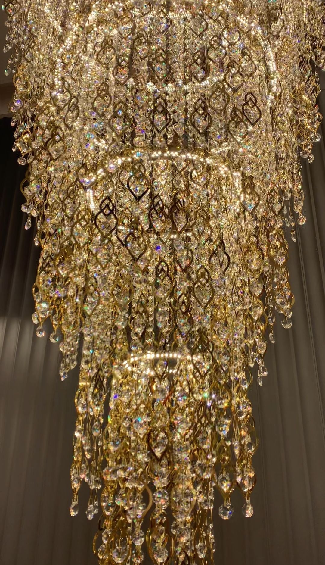 Modern Round 5 - Layer Crystal Tassel Chandelier for Villa/Staircase/Foyer/Living Room - D39.37''*H94.48''(D100cm*H240cm)/62.2kgWarm Lightgayusan