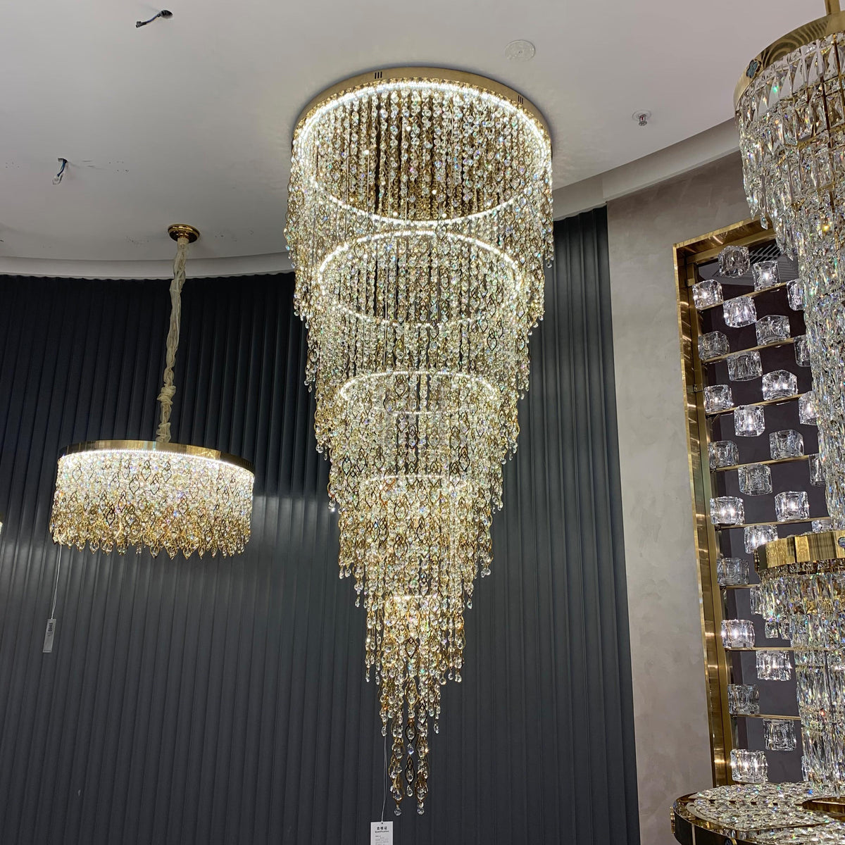 Modern Round 5 - Layer Crystal Tassel Chandelier for Villa/Staircase/Foyer/Living Room - D39.37''*H94.48''(D100cm*H240cm)/62.2kgWarm Lightgayusan