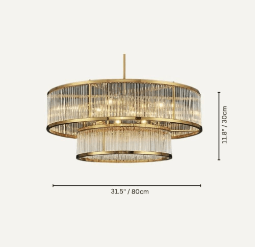 Modern Round/Rectangular Glass Rods Chandelier - Rectangular/L59.1"*H11.8"Warm Lightgayusan
