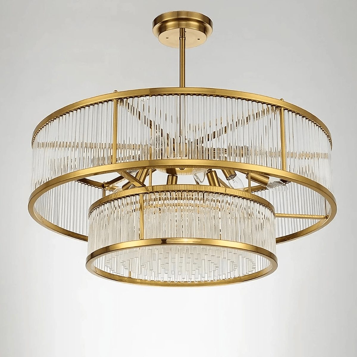 Modern Round/Rectangular Glass Rods Chandelier - Rectangular/L59.1"*H11.8"Warm Lightgayusan