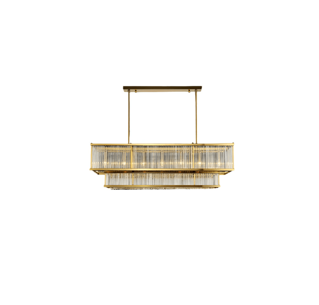 Modern Round/Rectangular Glass Rods Chandelier - Rectangular/L59.1"*H11.8"Warm Lightgayusan