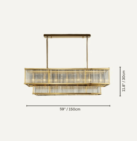 Modern Round/Rectangular Glass Rods Chandelier - Rectangular/L59.1"*H11.8"Warm Lightgayusan