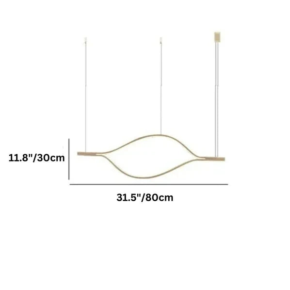 Modern Simple Brass Waving Chandelier for Living/Dining Room/Kitchen Island