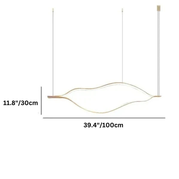Modern Simple Brass Waving Chandelier for Living/Dining Room/Kitchen Island