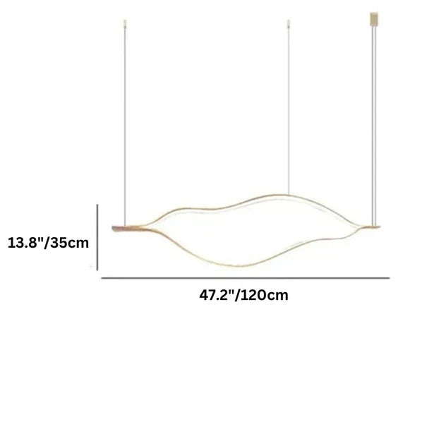 Modern Simple Brass Waving Chandelier for Living/Dining Room/Kitchen Island