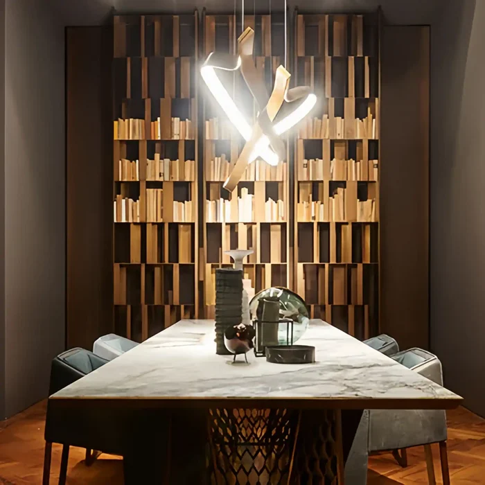 Modern Simple Brass Waving Chandelier for Living/Dining Room/Kitchen Island