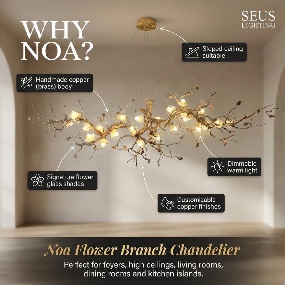 Noa Flower Branch Chandelier - L47.24” (120 cm)Warm White 3000Kgayusan
