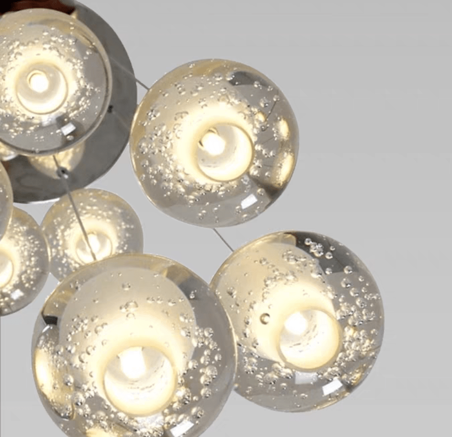 Oversized Nordic Art Round Air Bubbles Pendant Chandelier for Stairs/Spiral Staircase/Hotel Lobby - 7 Lights: D13.8"*H47.2"Warm Lightgayusan