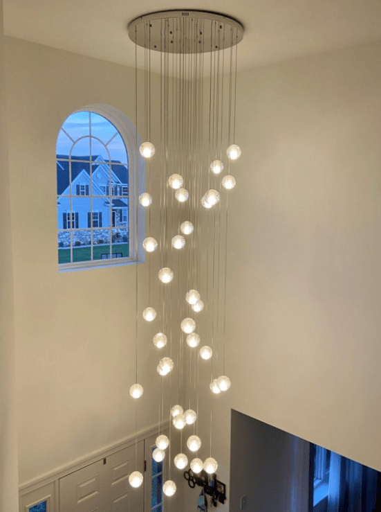Oversized Nordic Art Round Air Bubbles Pendant Chandelier for Stairs/Spiral Staircase/Hotel Lobby - 7 Lights: D13.8"*H47.2"Warm Lightgayusan