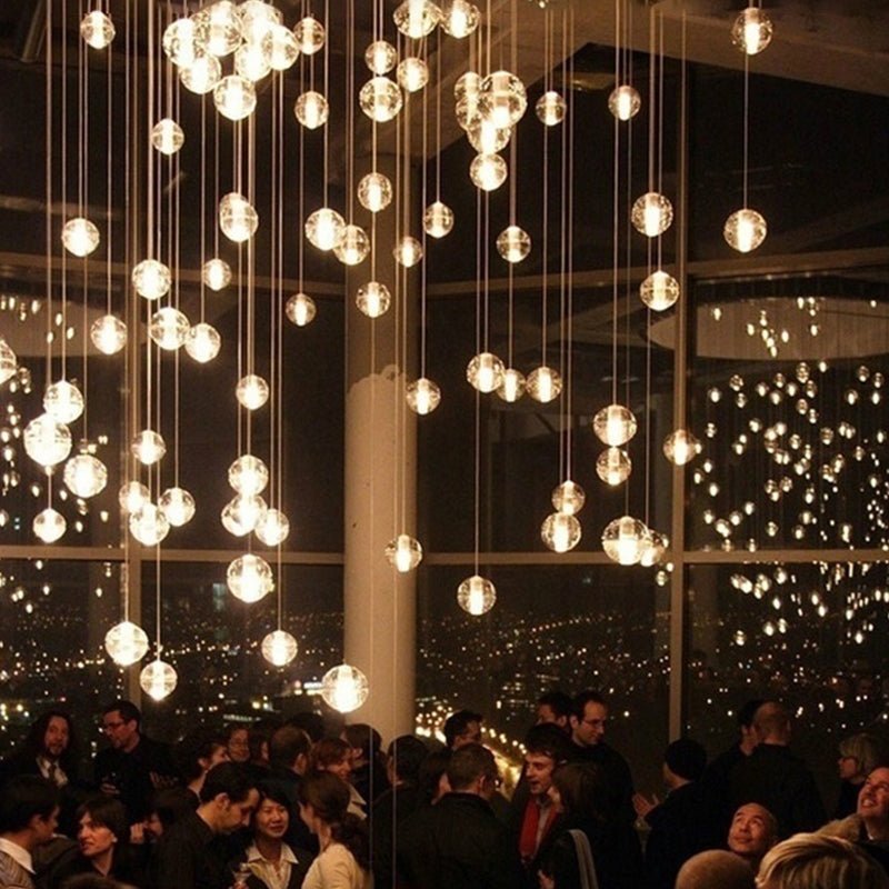 Oversized Nordic Art Round Air Bubbles Pendant Chandelier for Stairs/Spiral Staircase/Hotel Lobby - 7 Lights: D13.8"*H47.2"Warm Lightgayusan