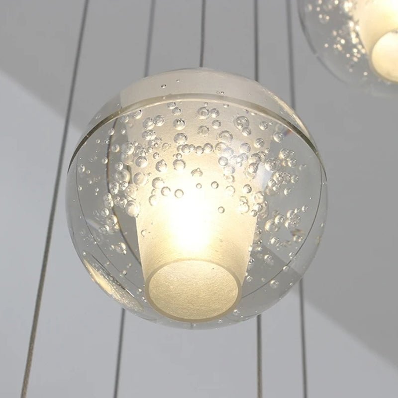 Oversized Nordic Art Round Air Bubbles Pendant Chandelier for Stairs/Spiral Staircase/Hotel Lobby - 7 Lights: D13.8"*H47.2"Warm Lightgayusan