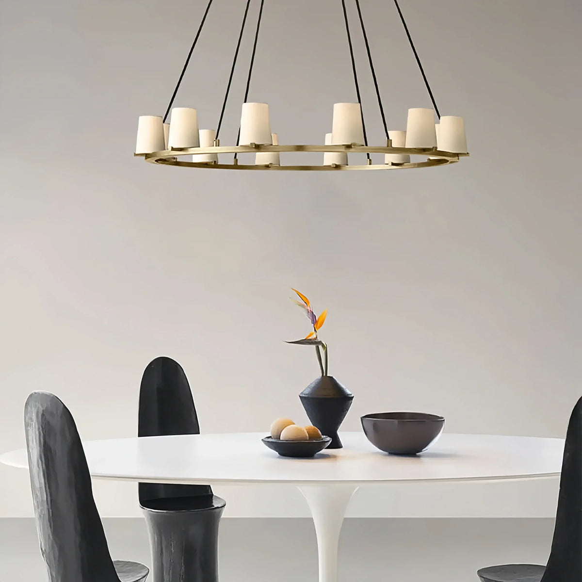 Pauilla Fabric Shade Round Chandelier 36" 48" 60″