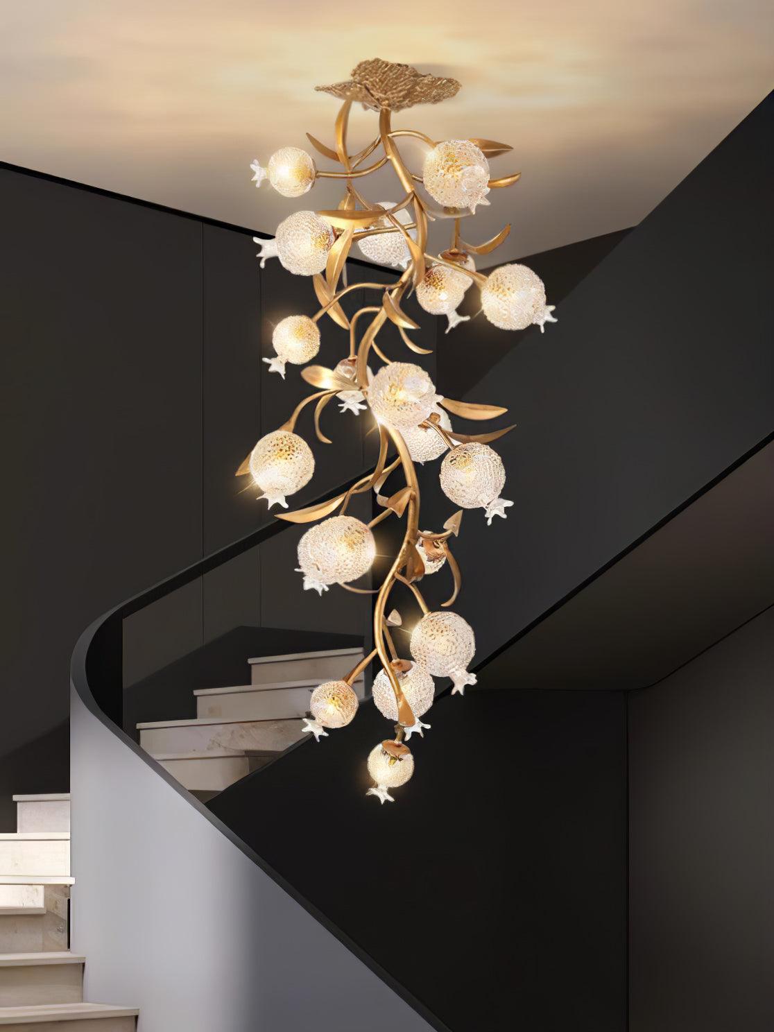 Pomegranate Brass Branch Chandelier - ∅ 19.7″ x H 51.2″ / Dia 50cm x H 130cmDark Coppergayusan