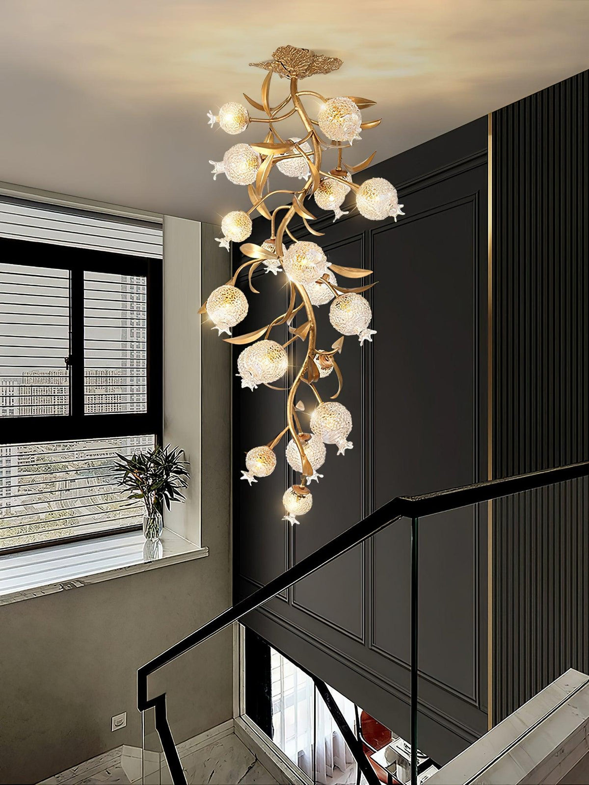 Pomegranate Brass Branch Chandelier - ∅ 19.7″ x H 51.2″ / Dia 50cm x H 130cmDark Coppergayusan