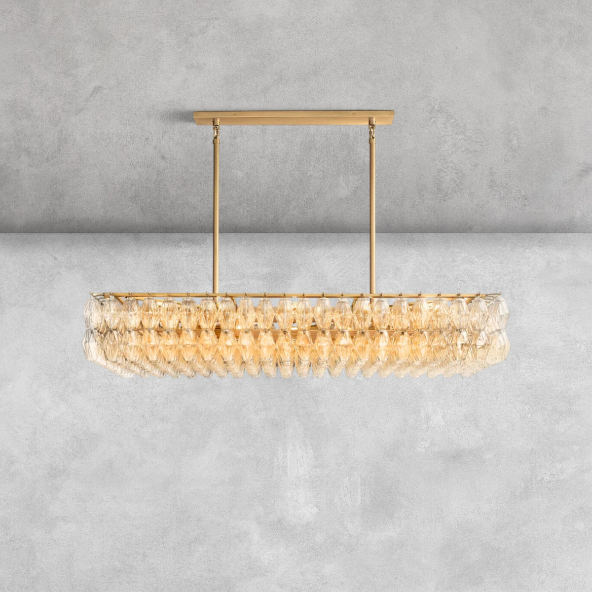 Kiaris Modern Glass Rectangular Glass Chandelier 54" 74″