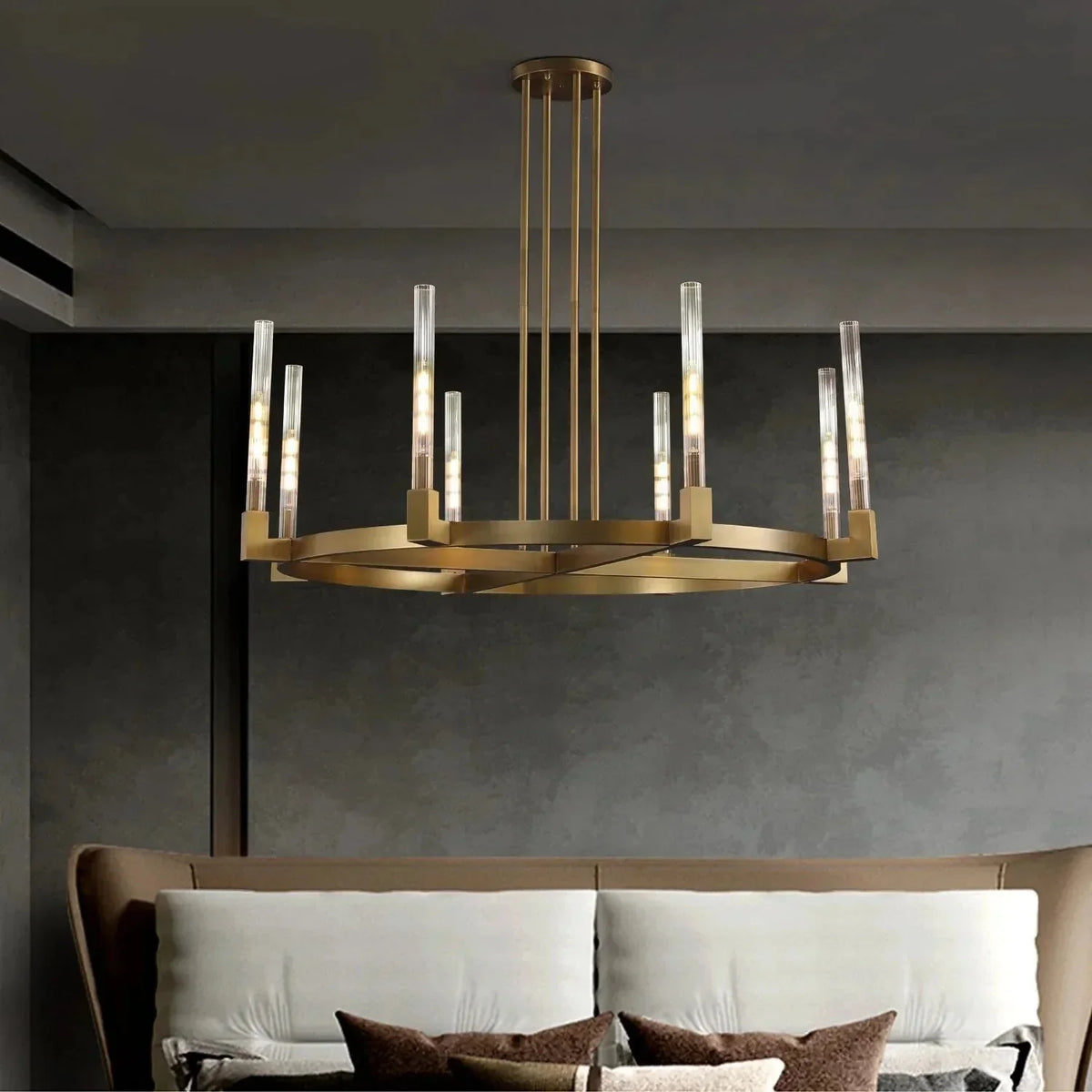 Pulse Candlestick Round Chandelier 36"48"60"72" - Round 36" diamLacquered BrassBlushlighting