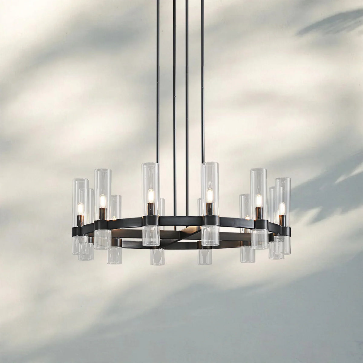 Ravella Glass Round Chandelier-36''-Bronze-