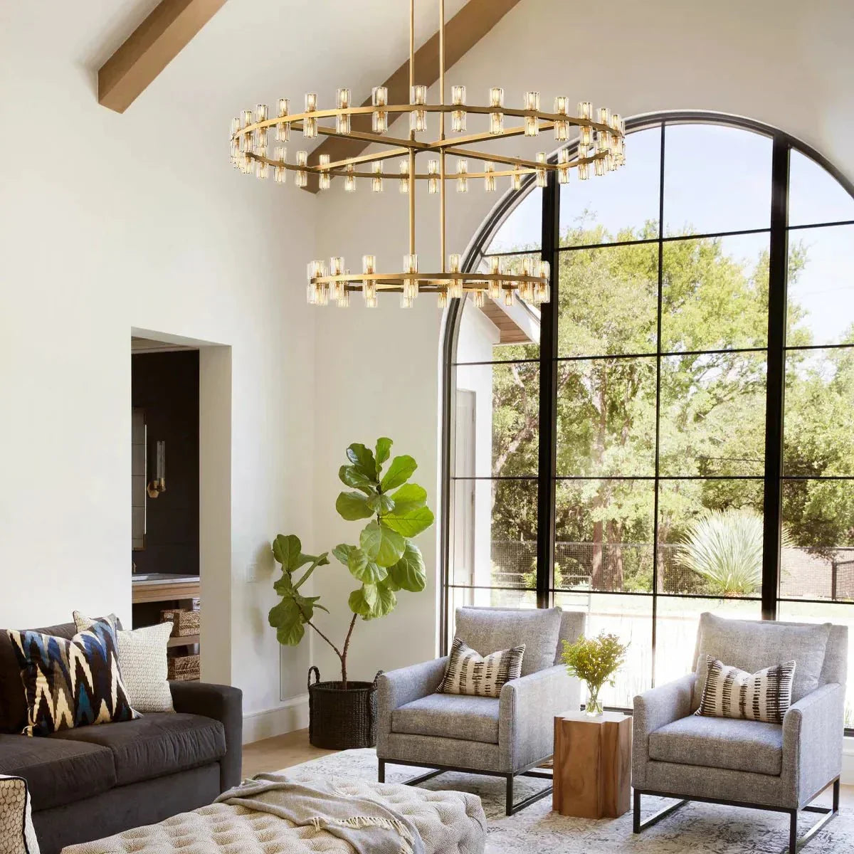 Reger Crystal 2-Tier Round Chandelier 60" for Living Room-Blushlighting-Blushlighting