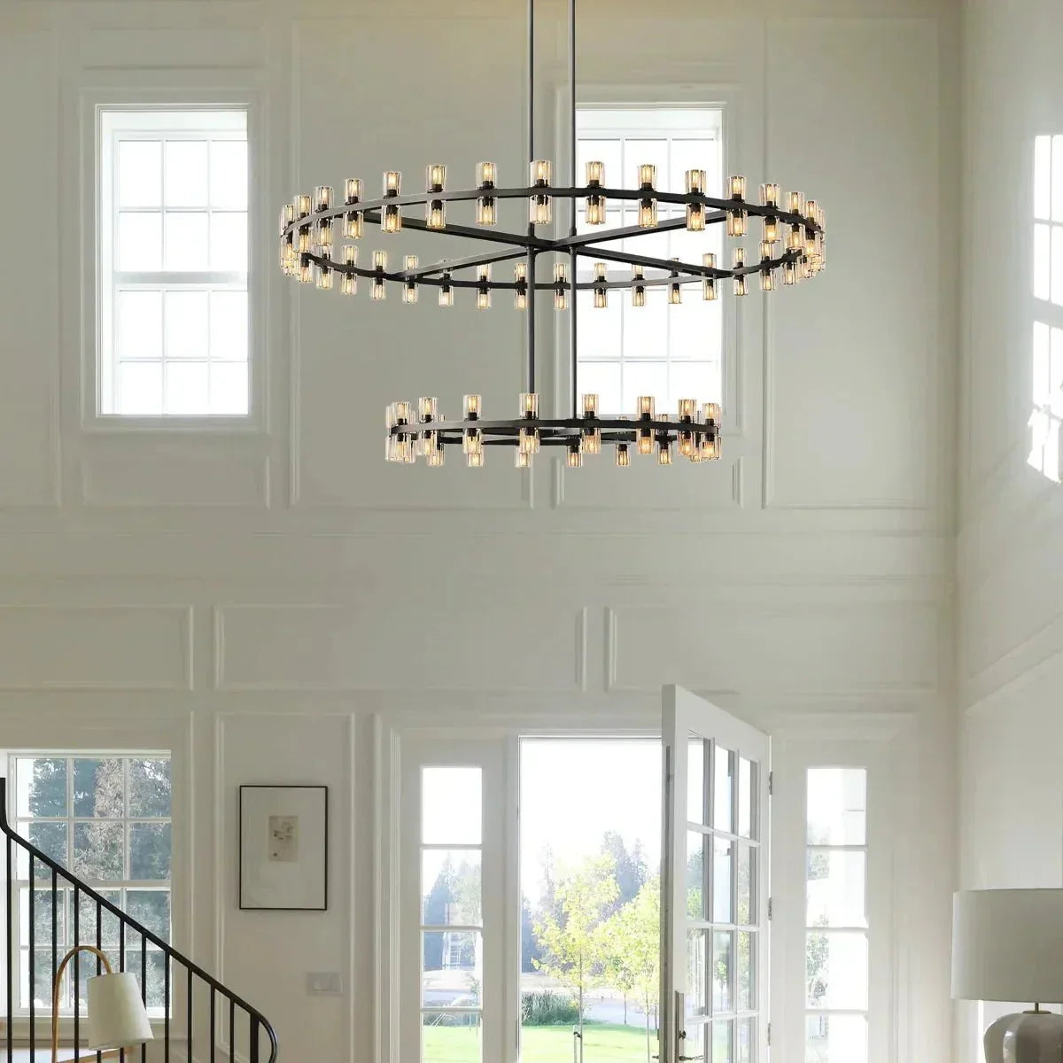 Reger Crystal 2-Tier Round Chandelier 60" for Living Room-Blushlighting-Blushlighting