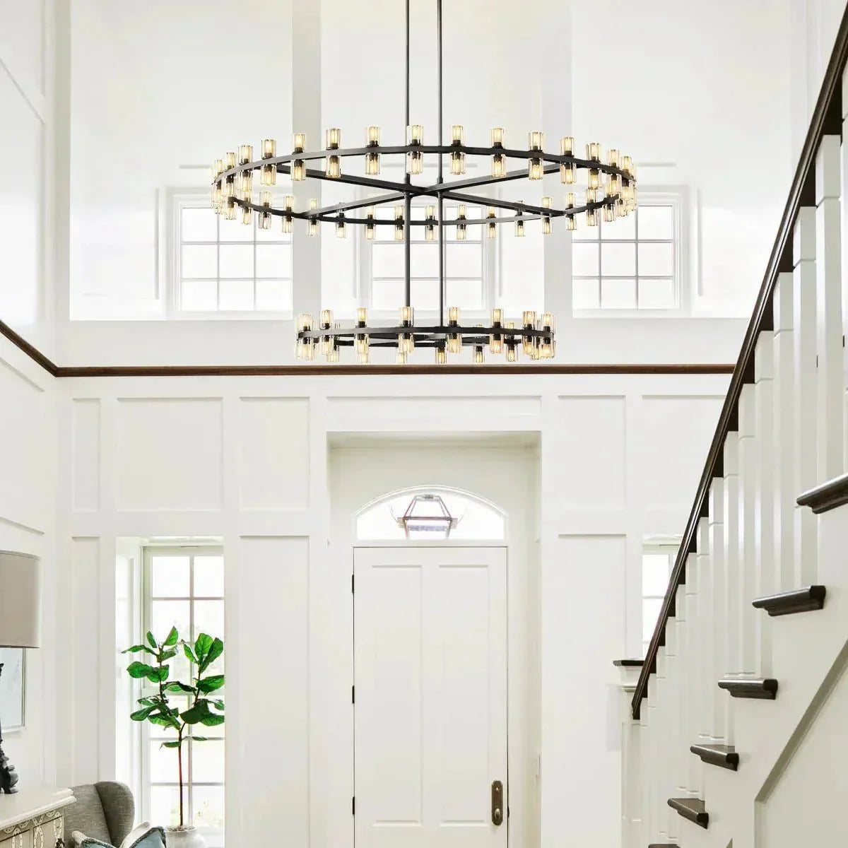 Reger Crystal 2-Tier Round Chandelier 60" for Living Room-Blushlighting-Blushlighting