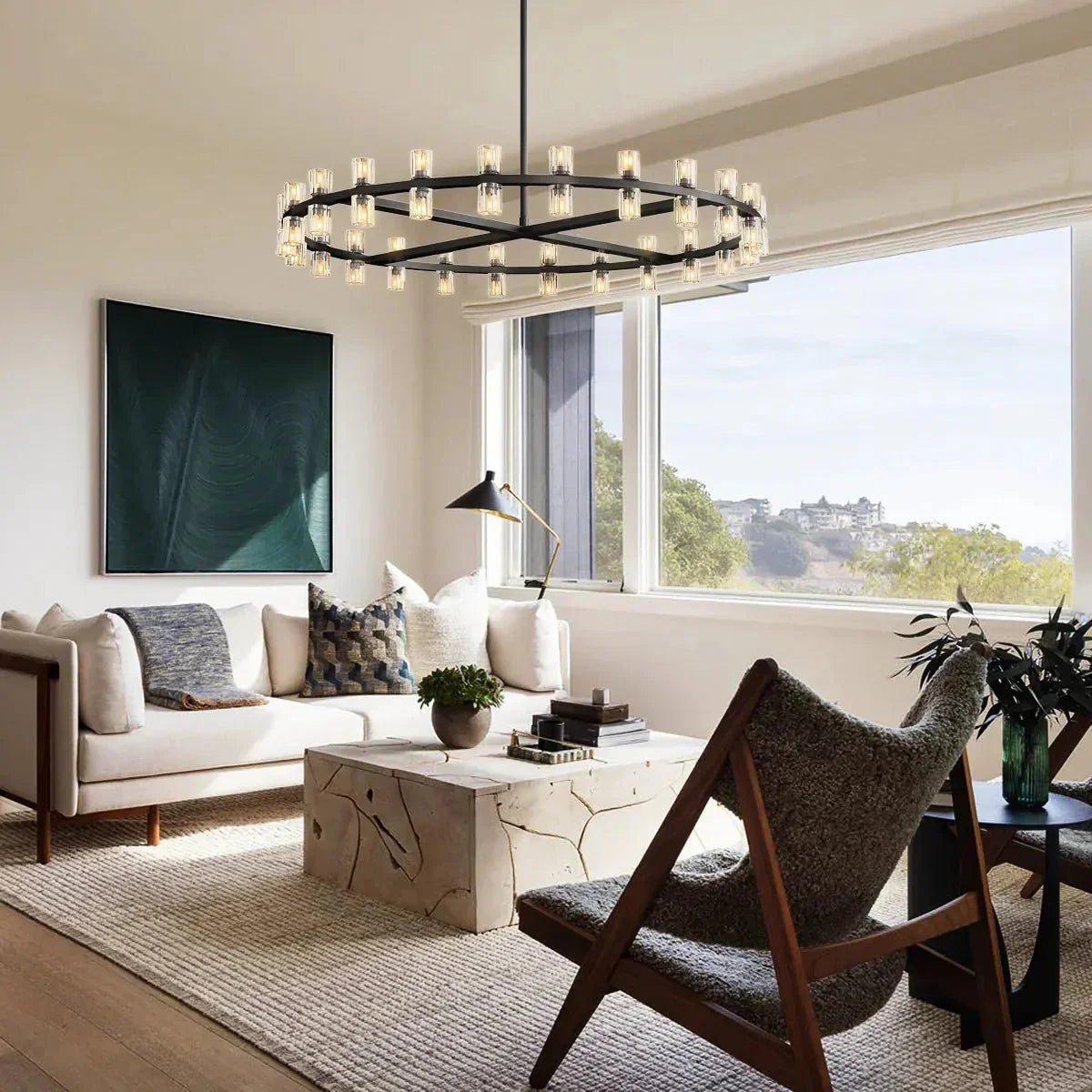 Reger Round Chandelier 36" 48" 60" for Dining Room-chandelier for bedroom,chandelier for dining room,chandelier for stairways,chandelier for foyer,chandelier for bathrooms,chandelier for living room-Blushlighting-36''-Bronze-Blushlighting