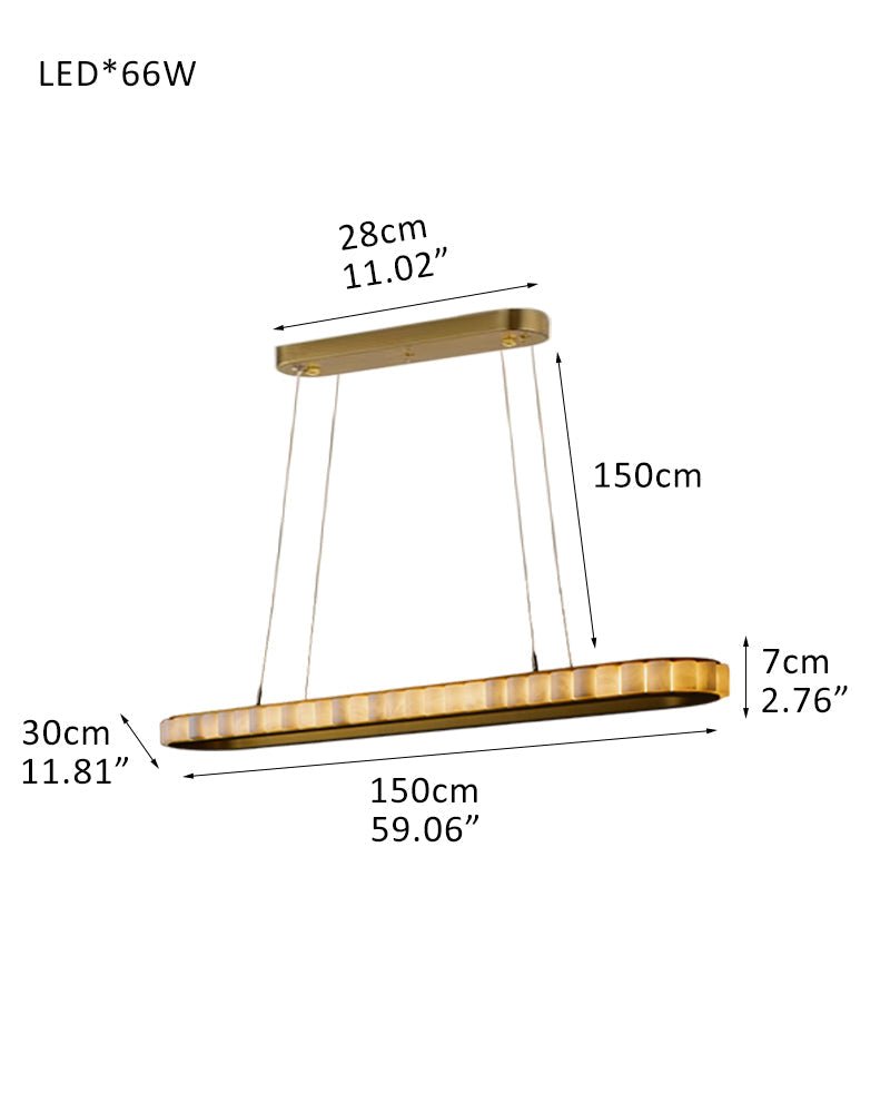 Ring Alabaster Oval Chandelier for Kitchen Island - L120*W30*H7CM/L47.2"*W11.8"*H2.8"Gold + Whitegayusan