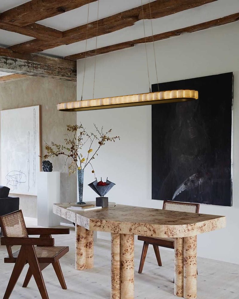 Ring Alabaster Oval Chandelier for Kitchen Island - L80*W30*H7CM/L31.5"*W11.8"*H2.8"Black + Whitegayusan