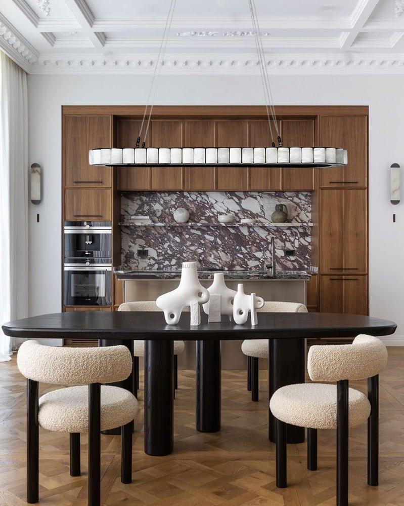 Ring Alabaster Oval Chandelier for Kitchen Island - L80*W30*H7CM/L31.5"*W11.8"*H2.8"Black + Whitegayusan