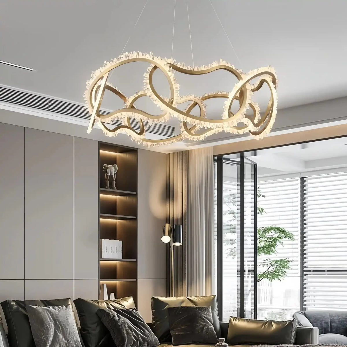 Rose Rock Crystal Multi - ring Chandelier Modern Chandelier Restaurant - gayusan