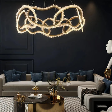 Rose Rock Crystal Multi - ring Chandelier Modern Chandelier Restaurant - gayusan