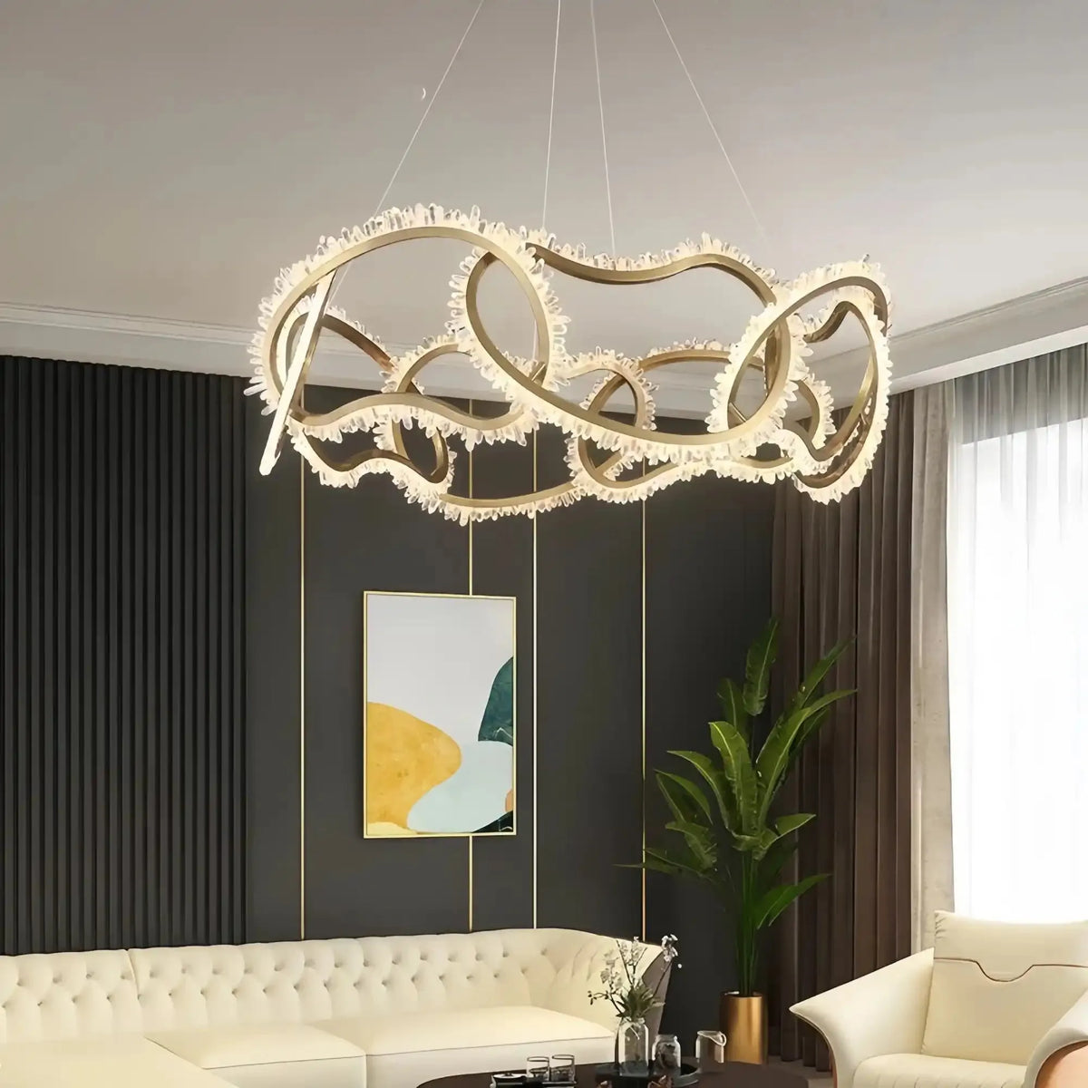 Rose Rock Crystal Multi - ring Chandelier Modern Chandelier Restaurant - gayusan