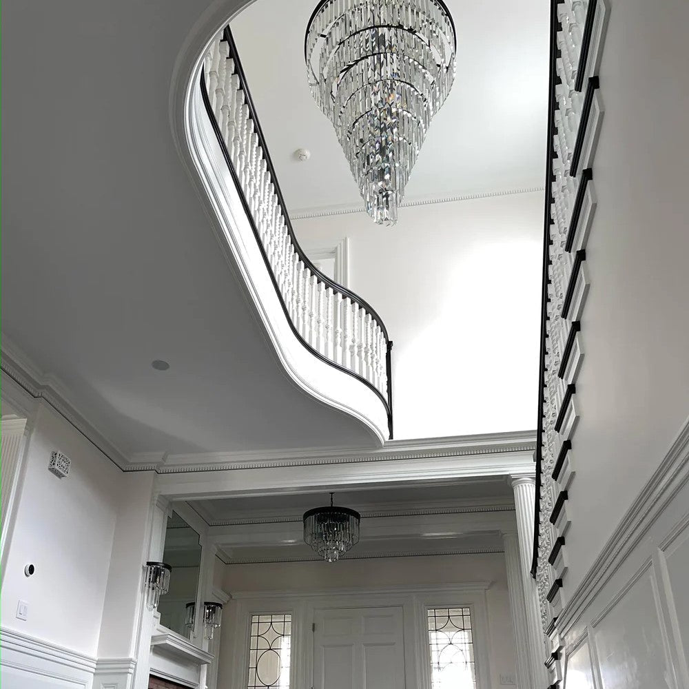 Spiral Tiered Crystal Chandelier in Black Finish - D19.7"*H25.6"Warm Lightgayusan