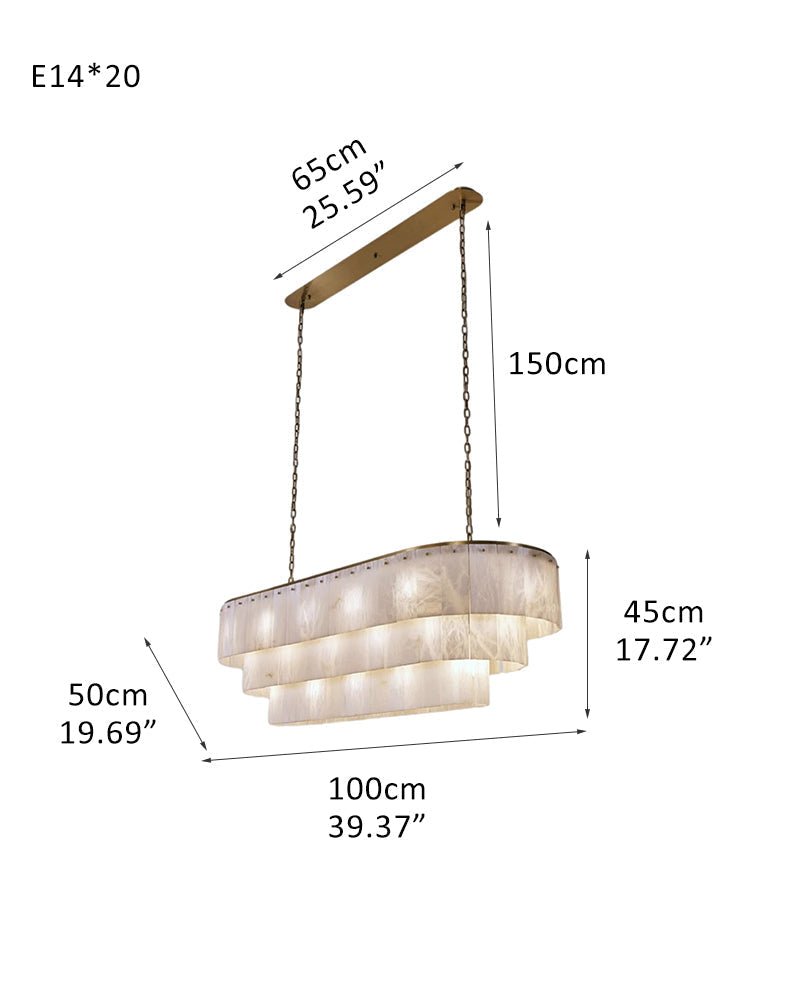 Stairwell Luxury Modern LED High Ceiling Large Alabaster Chandelier - 20 - light - L100*W50*H45CM/L39.37"*W19.69"*H17.72"Warm lightWhite + Brassgayusan