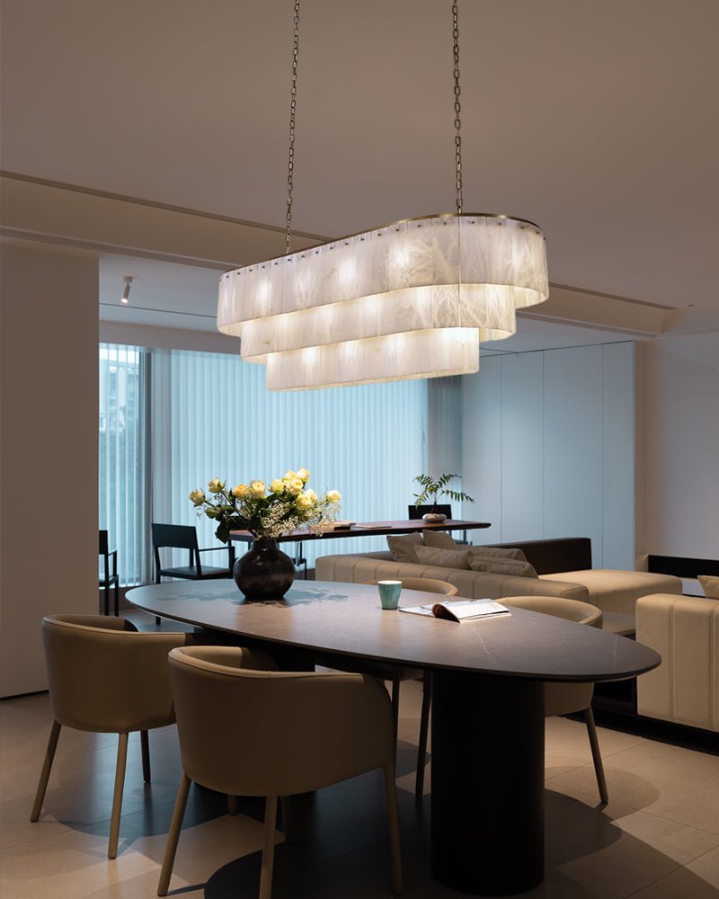 Stairwell Luxury Modern LED High Ceiling Large Alabaster Chandelier - 14 - light - L60*H45CM/L23.62"*H17.72"Warm lightWhite + Brassgayusan