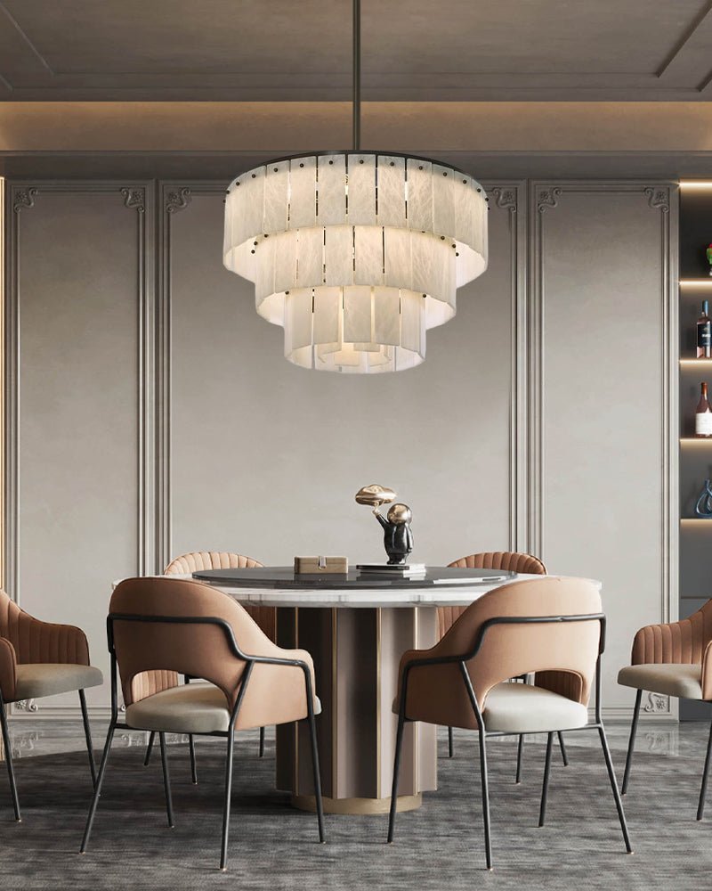 Stairwell Luxury Modern LED High Ceiling Large Alabaster Chandelier - 14 - light - L60*H45CM/L23.62"*H17.72"Warm lightWhite + Brassgayusan