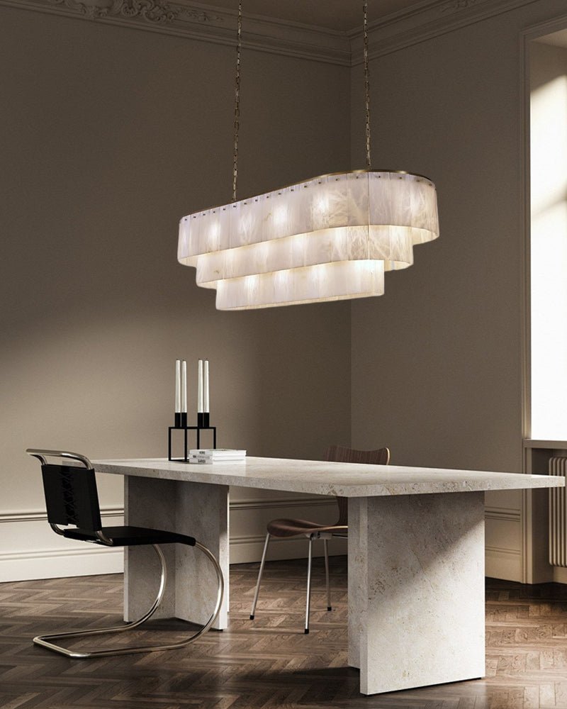 Stairwell Luxury Modern LED High Ceiling Large Alabaster Chandelier - 14 - light - L60*H45CM/L23.62"*H17.72"Warm lightWhite + Brassgayusan