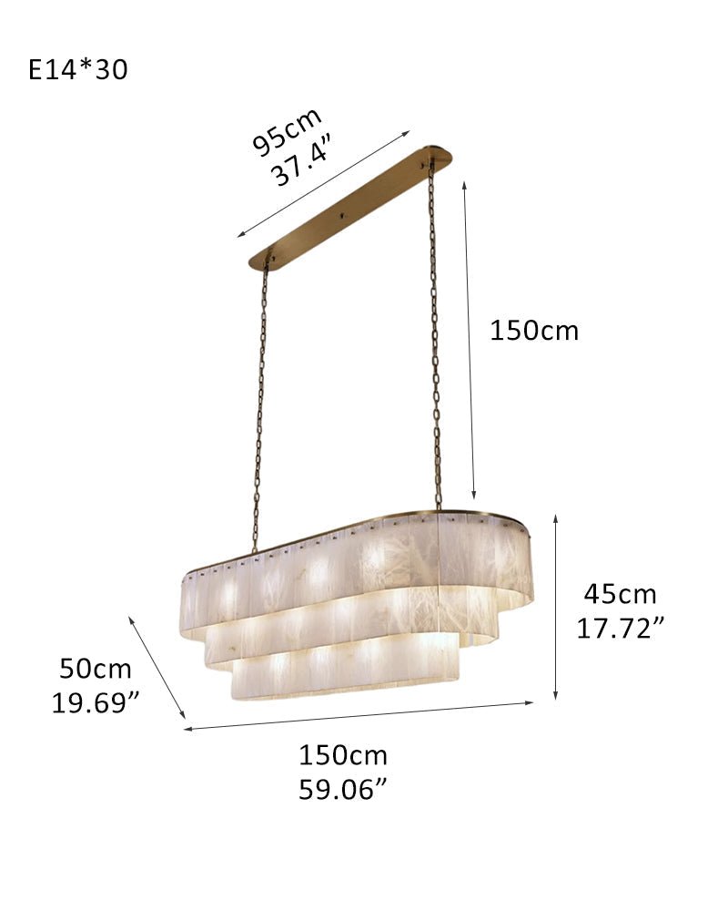 Stairwell Luxury Modern LED High Ceiling Large Alabaster Chandelier - 30 - light - L150*W50*H45CM/L59.06“*W19.69“*H17.72"Warm lightWhite + Brassgayusan