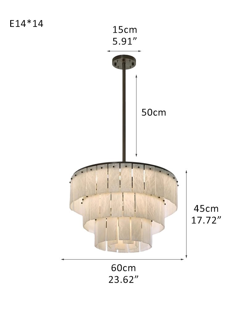 Stairwell Luxury Modern LED High Ceiling Large Alabaster Chandelier - 14 - light - L60*H45CM/L23.62"*H17.72"Warm lightWhite + Brassgayusan