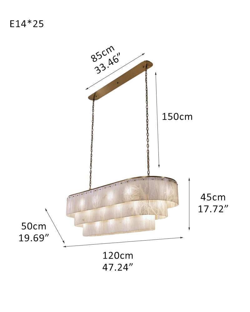 Stairwell Luxury Modern LED High Ceiling Large Alabaster Chandelier - 25 - light - L120*W50*H45CM/L47.24“*W19.69“*H17.72"Warm lightWhite + Brassgayusan
