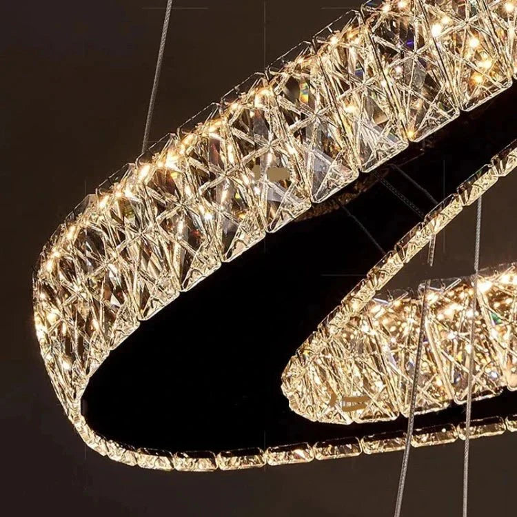 Twisted Ring Led Light Chandelier for High Ceiling - GoldWarm Light 3000Kgayusan