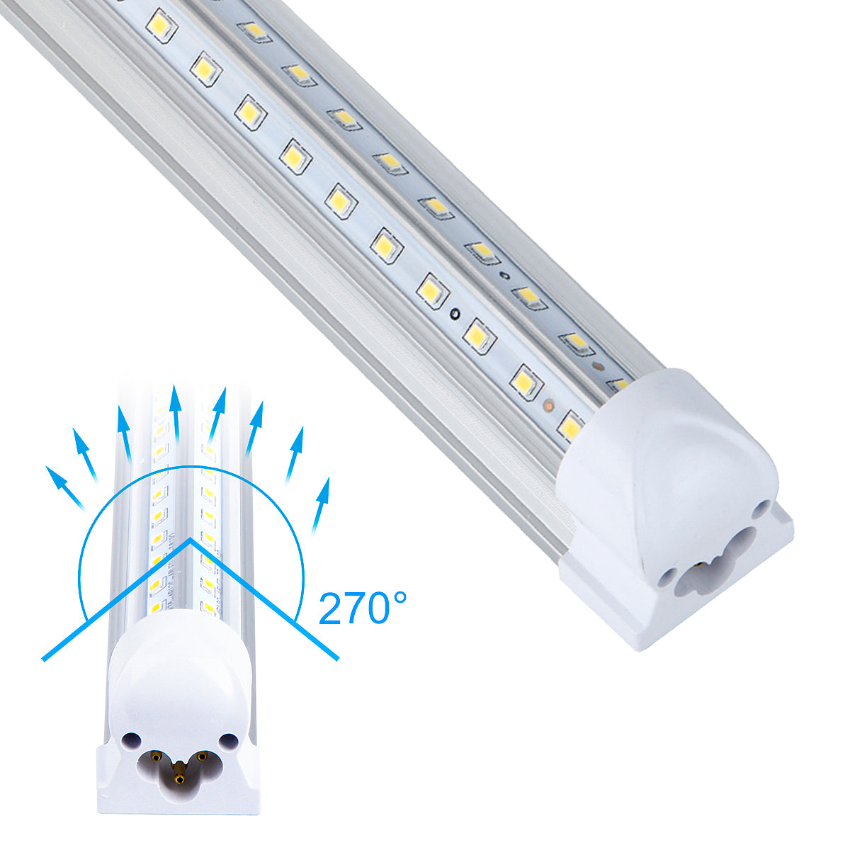 4Packs Led Shop Light Fixture 4ft 5000K  40W 6000 Lumens Daylight White, Clear Cover