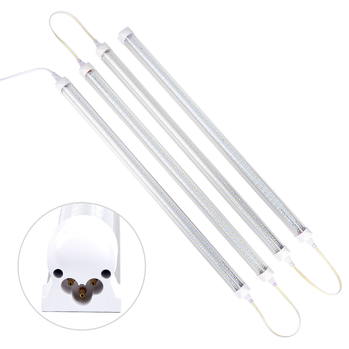 4Packs Led Shop Light Fixture 4ft 5000K  40W 6000 Lumens Daylight White, Clear Cover