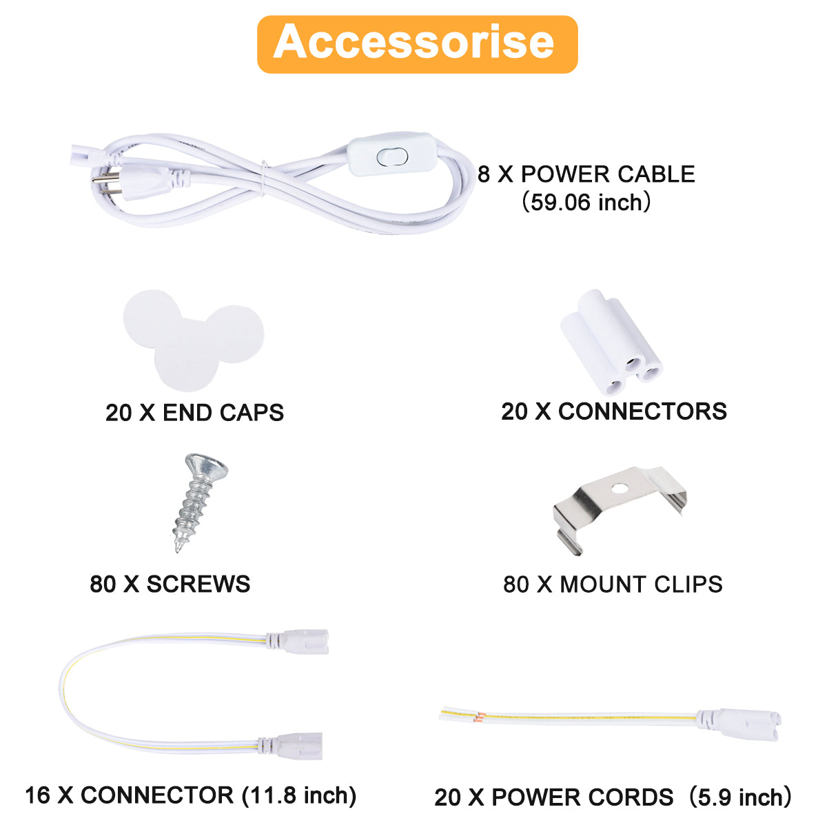 8Ft LED Shop Light Fixture,90W 10000LM, 6500K Clear Cove-20Pack