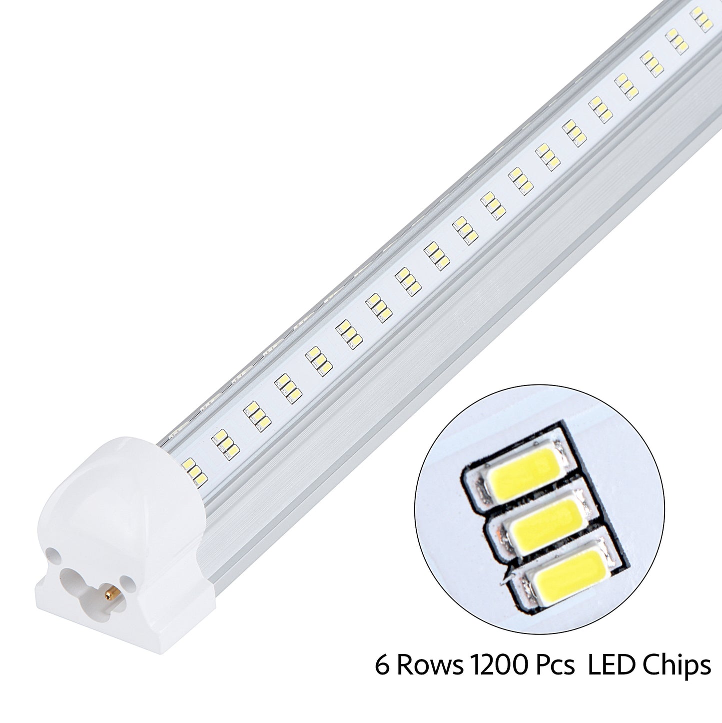 10Pack 8Ft LED Shop Light Fixture, 100W Integrated LED Tube Light,15500LM, 6500K, Clear Cover,6 Rows V Shape 270 Degree T8 LED Lighting for Garage Warehouse Workshop Basement