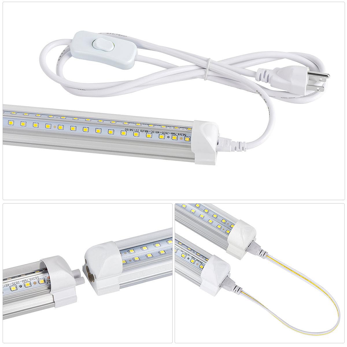 10Pack 8Ft LED Shop Light Fixture,90W 10000 Lumens 5000K Daylight White, Clear Cover