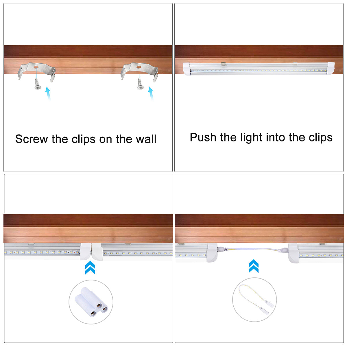 8Ft LED Shop Light Fixture,90W 10000LM, 6500K Clear Cove-20Pack