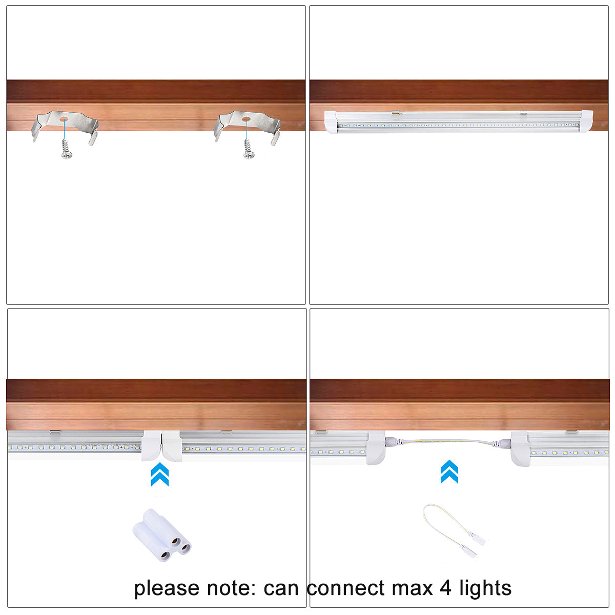 10Pack 8Ft LED Shop Light Fixture,90W 10000 Lumens 5000K Daylight White, Clear Cover